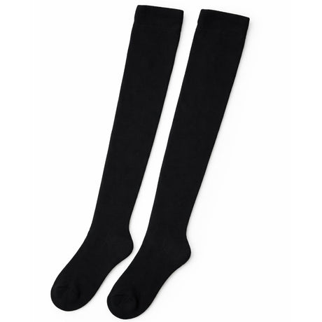Womens Over Knee Socks Thigh High Stockings Long Stretch - Plain Black