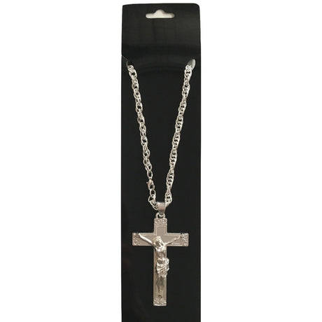 Jesus Christ Metal Necklace Chain Pendant Chain Jewellery Crucifix - Silver
