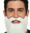 PARTY BEARD Moustache Costume Fancy Dress Mustache Halloween Fake Facial Hair - White