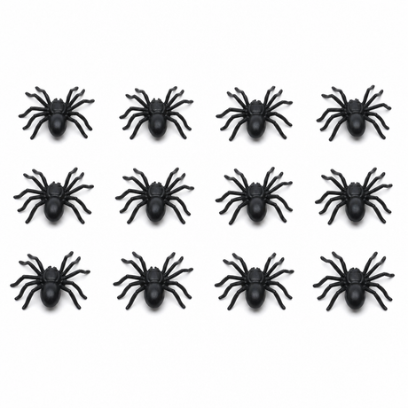 12x MINI FAKE SPIDERS Trick Halloween Scary Arachnids Joke Prank Small Gag Toy Bug