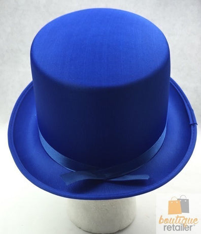 SATIN TOP HAT Costume Party Cap Fancy Dress Trilby Fedora One Size - Blue