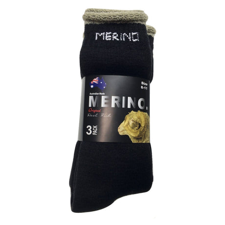 3 Pairs MERINO WOOL SOCKS Mens Heavy Duty Premium Thick Work Socks Cushion - Red - 11-14
