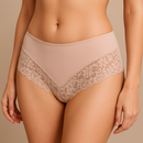 3x Womens Lace Boyshort Boyleg Full Briefs Underwear Undies in Beige - 10