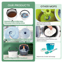 Premium Microfiber Round Mop Bucket Set w/ Clean & Dirty Water Separation 360 Degree - White