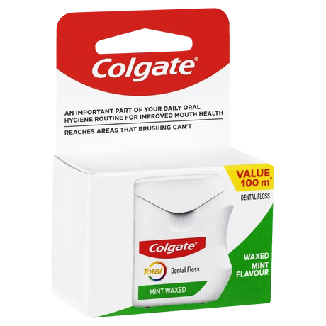 Colgate Total Dental Floss Mint Waxed Plaque Removal - 100m