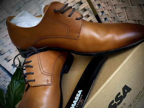 Massa Ascoli Leather Derby Dress Lace Up Shoes Wedding Business Formal in Tan - UK 11