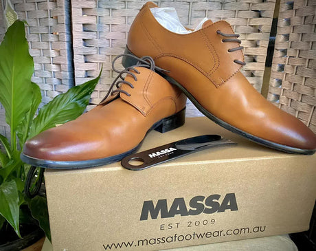 Massa Ascoli Leather Derby Dress Lace Up Shoes Wedding Business Formal in Tan - UK 9