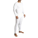 2pcs Set Mens Merino Wool Blend Long Sleeve Thermal Top & Long Johns Pants Underwear - Beige - M