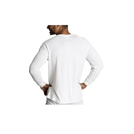 Mens Merino Wool Blend Long Sleeve Thermal Top Underwear Thermals Base Layer - Beige