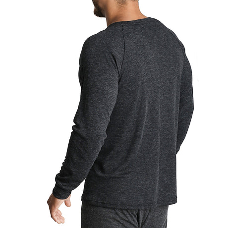 Mens Merino Wool Blend Long Sleeve Thermal Top Underwear Thermals Base Layer - Black