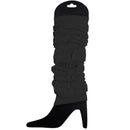 12 LEG WARMERS Knitted Womens Neon Party Knit Ankle Fluro Dance Costume 80s BULK - Black