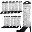 12 LEG WARMERS Knitted Womens Neon Party Knit Ankle Fluro Dance Costume 80s BULK - White