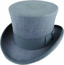 5.5"" Premium Mad Hatter Top Hat 100% Australian Wool Felt Magician Tuxedo Cap - Grey - 58cm