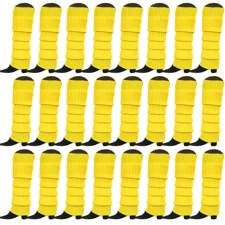 24x Womens Leg Warmers Disco Winter Knit Dance Party Crochet Legging Socks Costume - Yellow