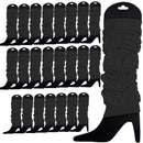 24 LEG WARMERS Knitted Womens Neon Party Knit Ankle Fluro Dance Costume 80s BULK - Black