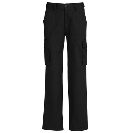 Mens CARGO PANTS Work Wear Trousers 100% COTTON Tradie Pockets Military 310gsm - Black - 127
