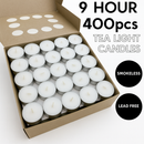 400pcs TEA LIGHT CANDLES 9 Hour Burn Tealight Wedding Smokeless Crystal Wax BULK