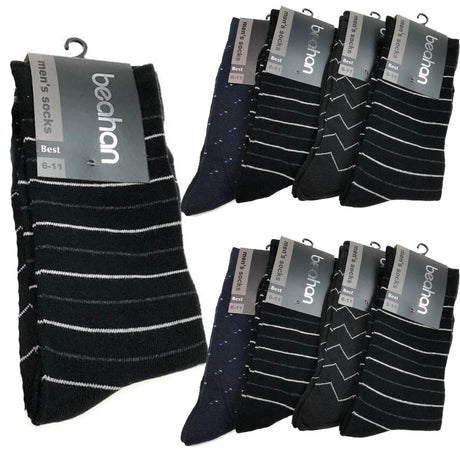 9 Pairs COTTON BUSINESS SOCKS Mens Dress Crew Plain Work Casual  BULK - Assorted Pack - 6-11
