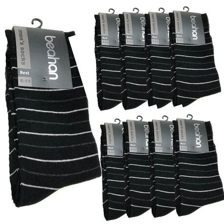 9 Pairs COTTON BUSINESS SOCKS Mens Dress Crew Plain Work Casual  BULK - Black - 6-11