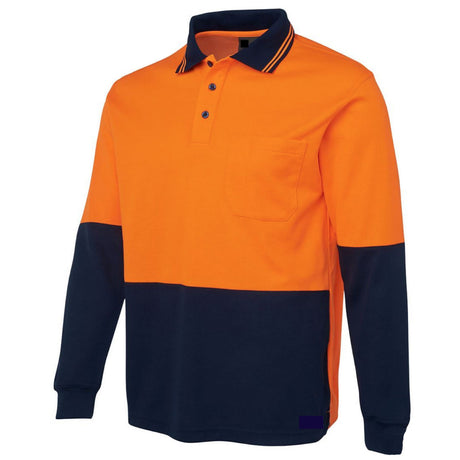 Hi Vis Long Sleeve Polo Shirt Safety Workwear Fluro Breathable UPF 50+ - Yellow - L