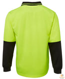 Hi Vis Long Sleeve Polo Shirt Safety Workwear Fluro Breathable UPF 50+ - Yellow - XXL