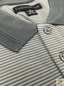 Short Sleeve Polo Shirt Top Short Sleeve Quality Loose Fit Adults Striped - Charcoal/Light Grey - M