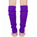 Pair of Womens Leg Warmers Disco Winter Knit Dance Party Crochet Legging Socks Costume - Purple