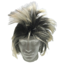 Mens Long SPIKY Wig Rock Punk 80s Fancy Dress Costume Bogan Mullet Spikey - Black/Blonde