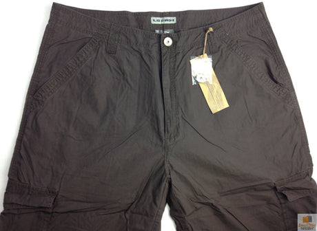 Mens 3/4 CARGO SHORTS Long Pants 100% COTTON Army Military Combat Summer - Brown - Small (30
