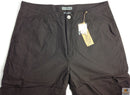 Mens 3/4 CARGO SHORTS Long Pants 100% COTTON Army Military Combat Summer - Brown - Small (30"")
