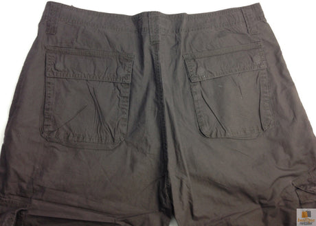 Mens 3/4 CARGO SHORTS Long Pants 100% COTTON Army Military Combat Summer - Brown - Small (30