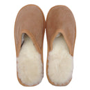 100% Sheepskin Moccasin Slippers Winter Genuine Scuffs Slip On Mens Womens - Chestnut (without fur) - 9