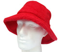 Terry Towelling BUCKET HAT Daggy Fishing Camping Lad Cap Retro  100% COTTON - Red - X-Large