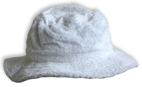 Terry Towelling BUCKET HAT Daggy Fishing Camping Lad Cap Retro  100% COTTON - White - XXL