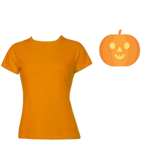Womens HALLOWEEN T Shirt 100% COTTON Blank Tee Costume Ladies Party - Pumpkin Colour