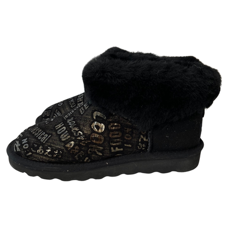 Womens Australian Sheepskin Wool Fur Mini UGG Ankle Boots in Black - 7