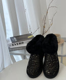 Womens Australian Sheepskin Wool Fur Mini UGG Ankle Boots in Black - 8