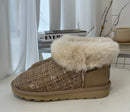 Womens Australian Sheepskin Wool Fur Mini UGG Ankle Boots in Sand - 6