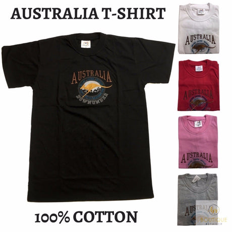 Adult Australia Kangaroo T Shirt Australia Day Souvenir Tee Top 100% Cotton - Navy - M