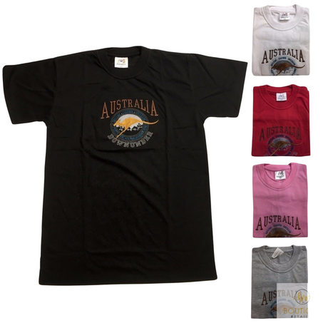 Adult Australia Kangaroo T Shirt Australia Day Souvenir Tee Top 100% Cotton - Pink - S