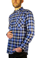 Mens 100% Cotton Flannelette Shirt Long Sleeve Check Authentic Flannel - Denim - 3XL