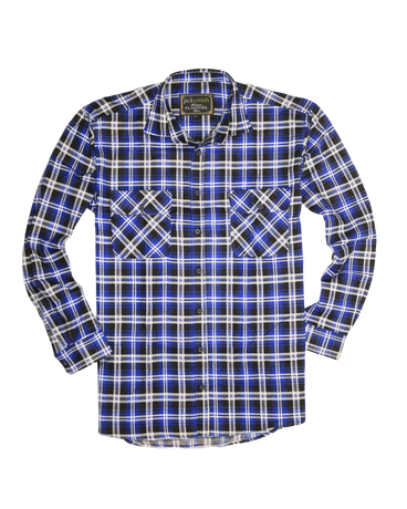 Mens 100% Cotton Flannelette Shirt Long Sleeve Check Authentic Flannel - Denim - 5XL