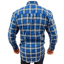 Mens Flannelette Long Sleeve Pullover Shirt 100% Cotton Flannel - Half Placket - Navy - 4XL