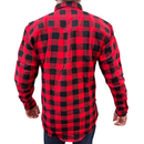 Mens Flannelette Long Sleeve Pullover Shirt 100% Cotton Flannel - Half Placket - Red/Black - 4XL