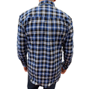 Mens Flannelette Long Sleeve Pullover Shirt 100% Cotton Flannel - Half Placket - Blue/Black - 7XL