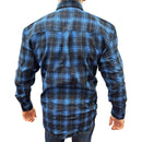 Mens Flannelette Long Sleeve Pullover Shirt 100% Cotton Flannel - Half Placket - Blue - XL