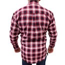 Mens Flannelette Long Sleeve Pullover Shirt 100% Cotton Flannel - Half Placket - Red/Navy - 3XL