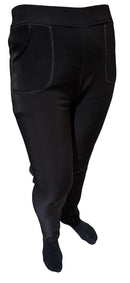 Ladies Fur Lined Thermal Leggings Womens Warm Winter Pants Stretch Skinny Leg - M/L