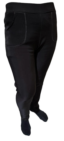 Ladies Fur Lined Thermal Leggings Womens Warm Winter Pants Stretch Skinny Leg - M/L