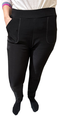 Ladies Fur Lined Thermal Leggings Womens Warm Winter Pants Stretch Skinny Leg - M/L
